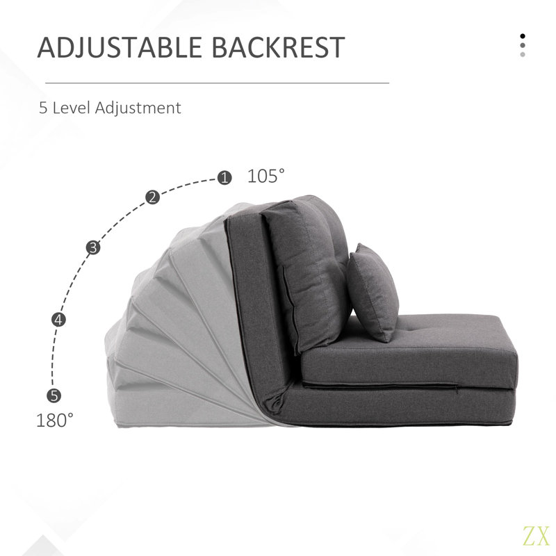 Latitude Run® 2-In-1 Floor Lazy Sofa With 5 Position Adjustable
